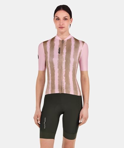 Santini Women's BAMBU Cycling Jersey, Lightweight, Quick-Drying, Summer, Slim Fit, with Back Pocket, Pink (Size M), 5S940L75CBAMBU [Authentic]