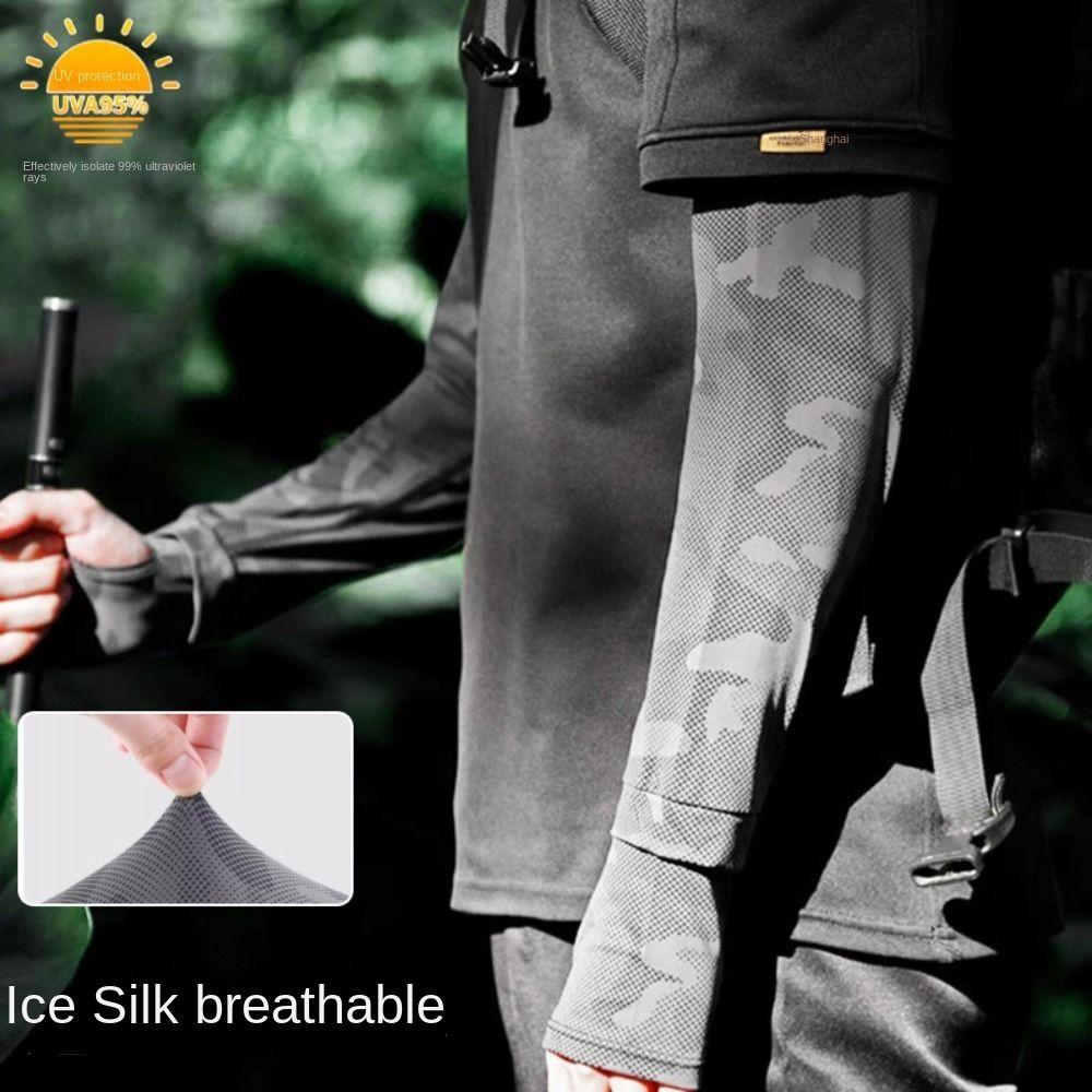 

Ice Silk Men s Sunscreen Sleeves Breathable Arm Sleeves Fashion Fishing Sleeves Sports темно-сірий