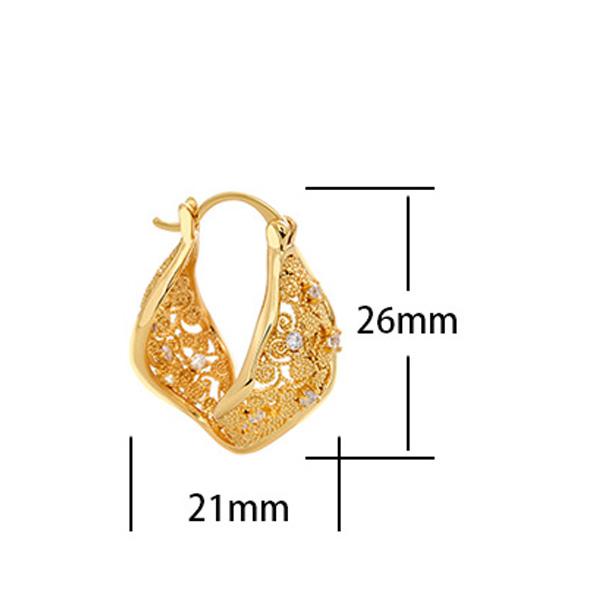 Vintage Twisted U-Shape Filigree Hoop Earrings Light Luxury Zircon Ear Buckles for Women
