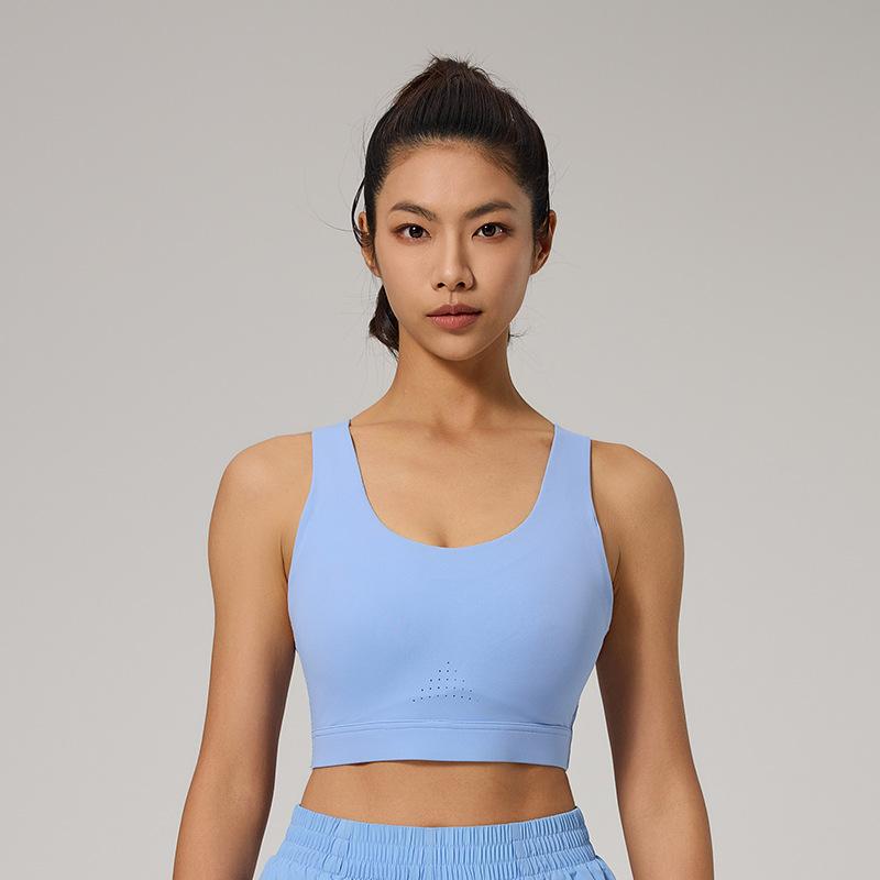 New Running Back Buckle Yoga Vest, Cross Shoulder Strap Integrated Cup Sports Underwear Gather and Close Sub-breasts Yoga Bra