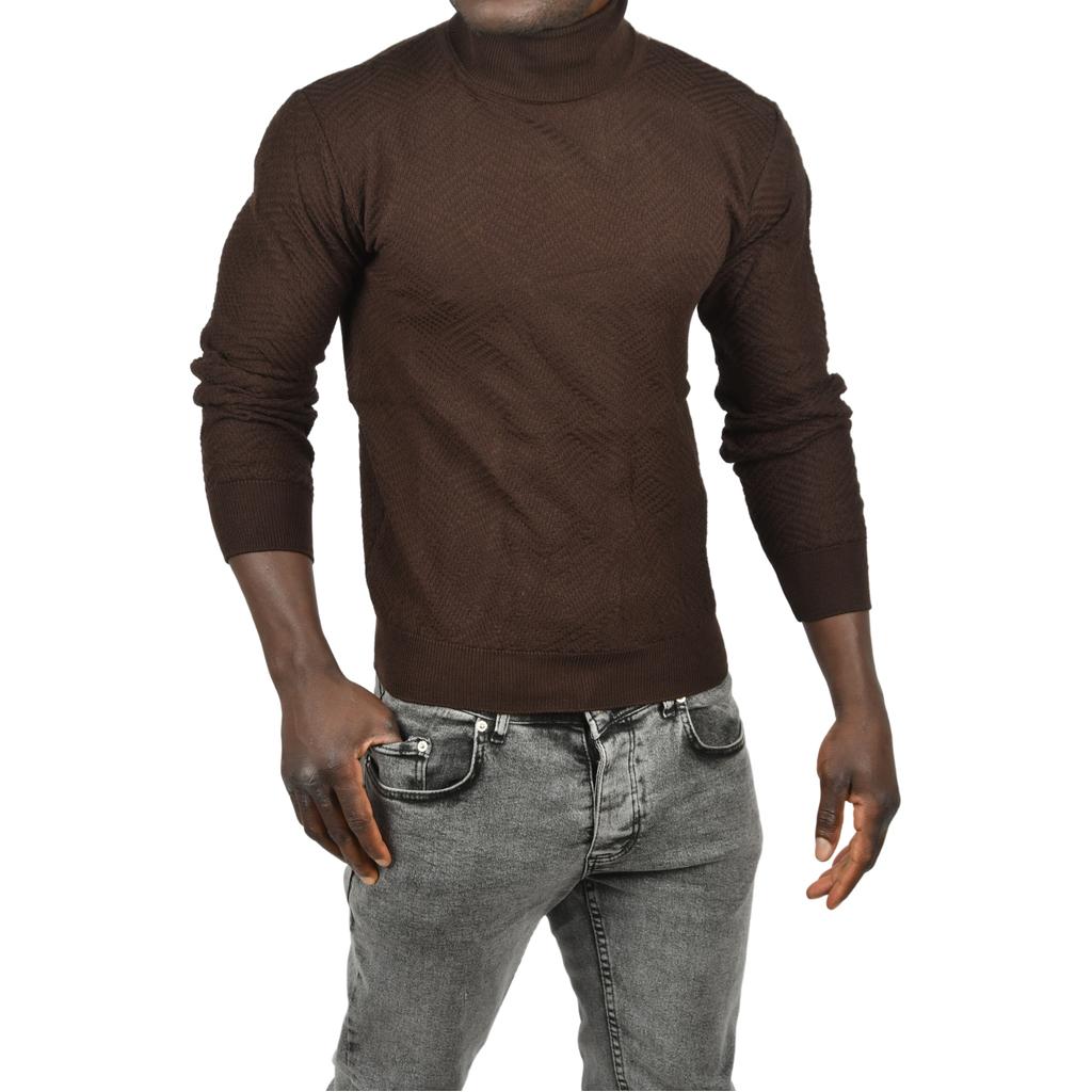 DeepSEA  Desenli Dar Kesim Tam Balıkçı Yaka Triko Boğazlı Kazak 2505510