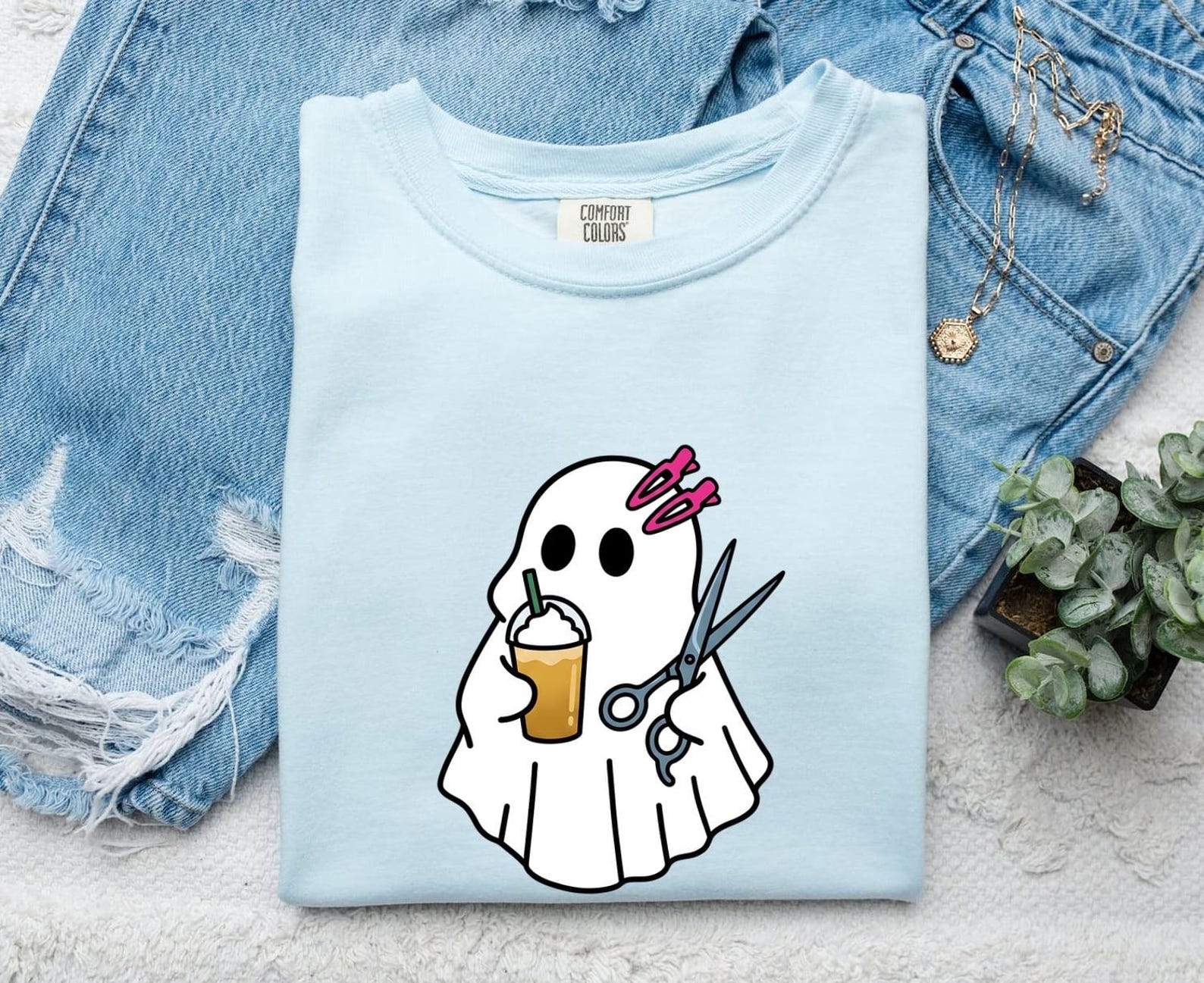 Phantom Coffee Shirt Coffee Scary Gift Women Caricature Tee Coffee T-Shirt Coffee Fan Cartoon Tshirt Spooky Graphic Sleek Trimming Tool S