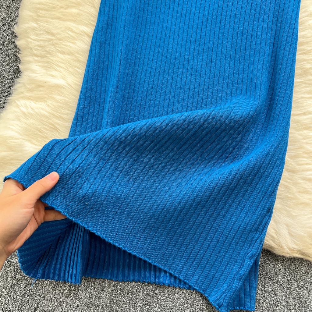 New Summer Women's Polo Knitted Dresses Colorblock Elegant Short Sleeve Buttons Bodycon Wrap Dress Female Dress