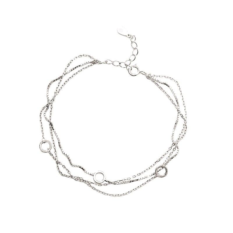 For Women Sterling Color Multilayer Chain Bracelets Geometric Circle Wrist Bracelet Fine JewelryGeometric Chain