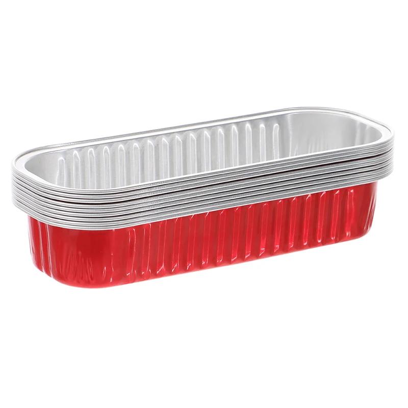10pcs 200ml Aluminum Foil Loaf Pans With Lids Rectangle Non-Stick Baking Tins Bread Packing Container Disposable Bakeware Molds