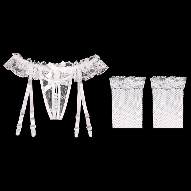 Sex Socks Clip Lace Garter Belt Sexy Transparent Garter Net Stockings Set Stockings Ultra-thin Temptation T-pants