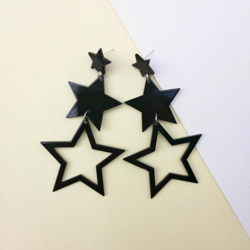 Star Earrings for Women Neon Color Hollow Star Dangle Earrings Sparkle-Star Drop Earrings Jewelry Gift Valentines Day
