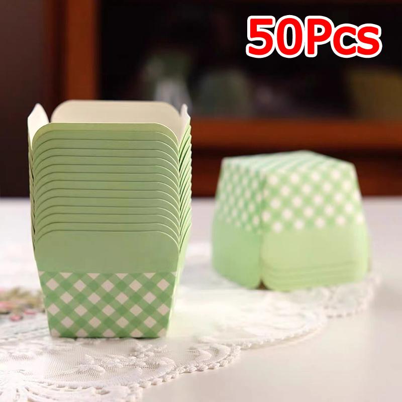 

50 шт./уп. Экологичная фруктовая декорация для торта, простая влагостойкая чашка для кексов, плотная, для пекарен, 5x5x6 см/шт.