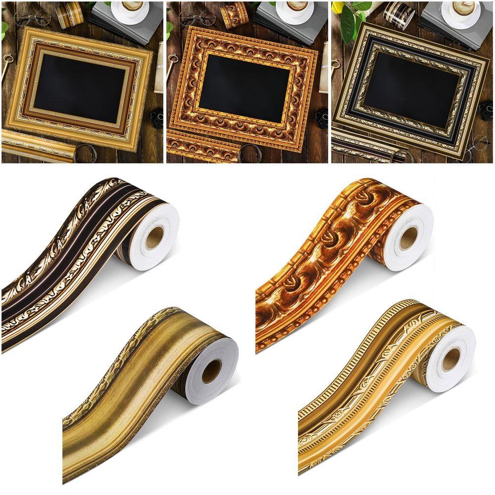 New Self-Adhesive Border Decorative Sticker Gold Vintage Photo Frame DIY Poster Border Stickers Party Decoration