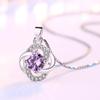 Silver-Plated Lucky Four-Leaf Clover Necklace Pendant, Female Zircon Necklace, Female