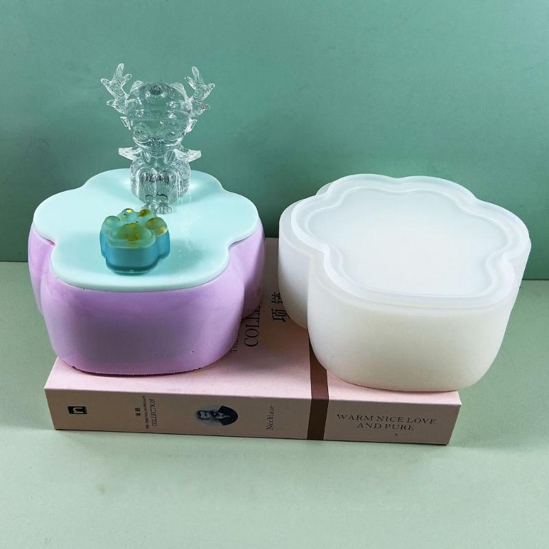 Cat Paw Shape Box Epoxy Molds Silicone Jar Resin Molds for DIY Cat Claw Storage Box Personalize Cat Claw Organizer Molds