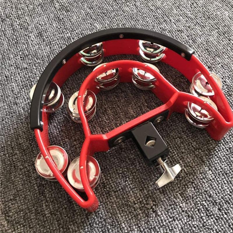 Drum Set Half Moon Tambourine with Mounting Eye Bolt Hi-Hat Tambourine with Double Row Jingle Easy Installation