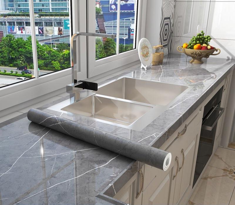 Self Adhesive Marble Vinyl Wallpaper for Kitchen Bathroom Livingroom Home Decoration Waterproof Wall Stickers Films 60x200cm