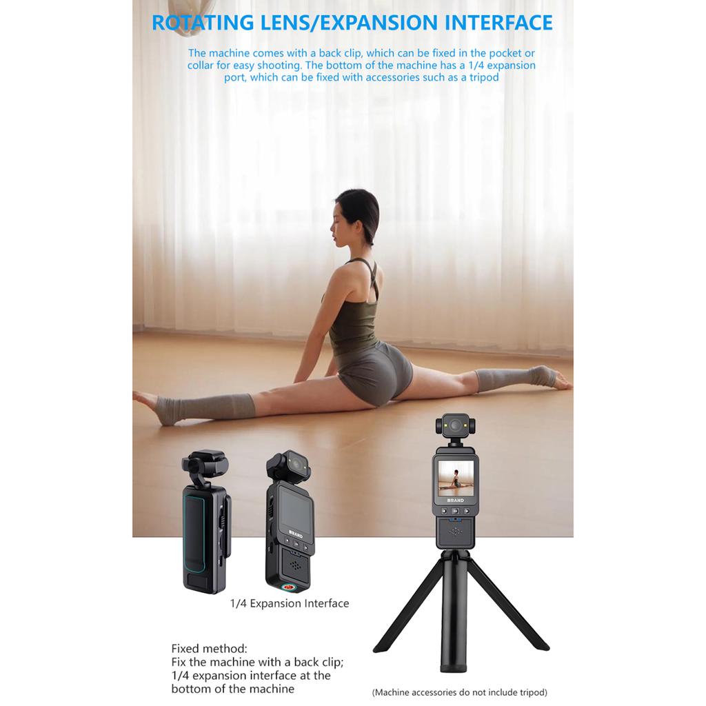 Câmera de Ação Portátil 1080P, Câmera Esportiva Gravadora com Tela de 1,6 Polegadas com WiFi, Luz de Preenchimento Embutida, Lente Rotativa de 180° para , Ciclismo e O