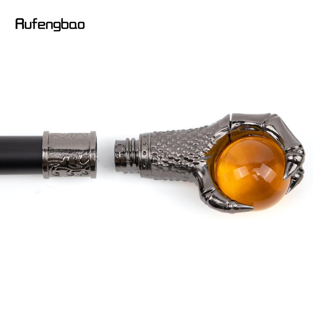Dragon Claw Grasp Orange Glass Ball Silver Walking Cane Fashion Decorative Walking Stick Cosplay Cane Knob Crosier 93cm