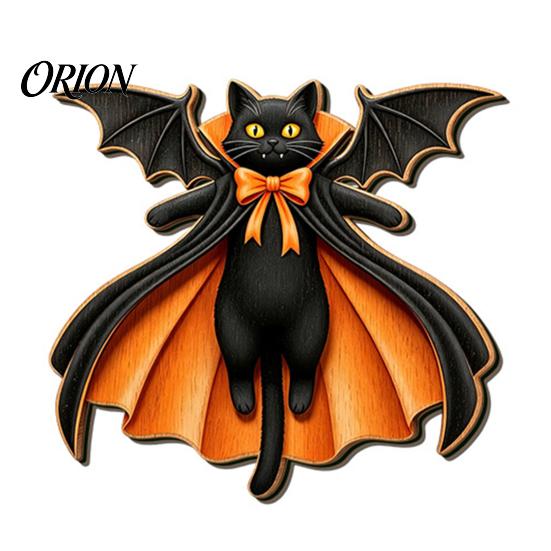Holiday Party Supplies Halloween Wooden Hanging Sign, Rustic Ghost Bat Black Cat Witch Hat Wall Decor, Balcony Window Decor Spooky Pendant with