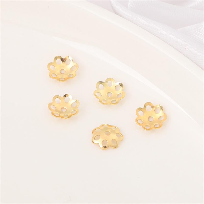 14K Gold Filled Flower Cap Bracelet DIY Jewelry Accessories with White Gold Beaded Spacers