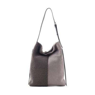 Cuco Two-Tone Mouton-Style Shoulder BagA4 Size, 2453111057, D Gray (392)