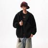Unisex Velvet-Lined Retro Street Style Rivet Hooded Cardigan