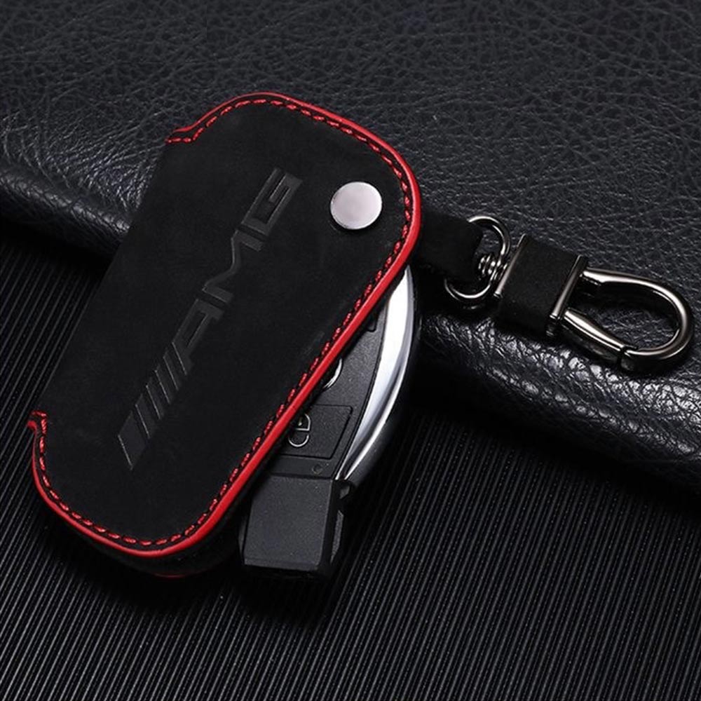

Carbon fiber Leather Car key Rings Fob Protector Accessories For Mercedes Benz AMG C /S Class W223 W206 S350L S400L S450L S500L