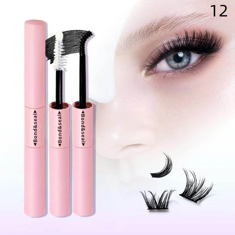 Lash Bond Asend Seal Eyelash Clusters Lasting Double-Ended Fixed Eyelash Glue Remover Tweezers Kit Eyelash Curler Brush Kit Tool 12