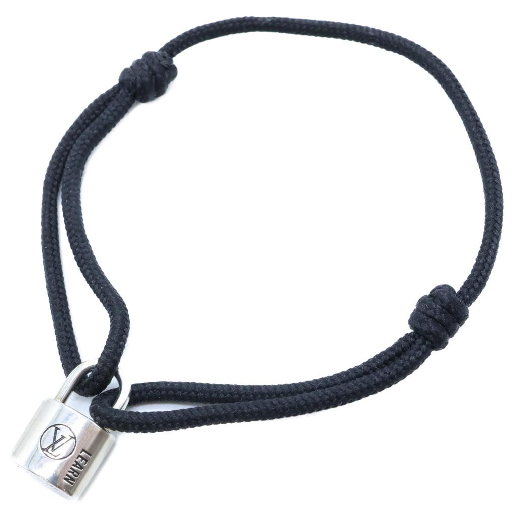 LOUIS VUITTON Q05942 Ag925 Padlock Charm Silver Lockit Learn Bracelet Silver / BlackUsed