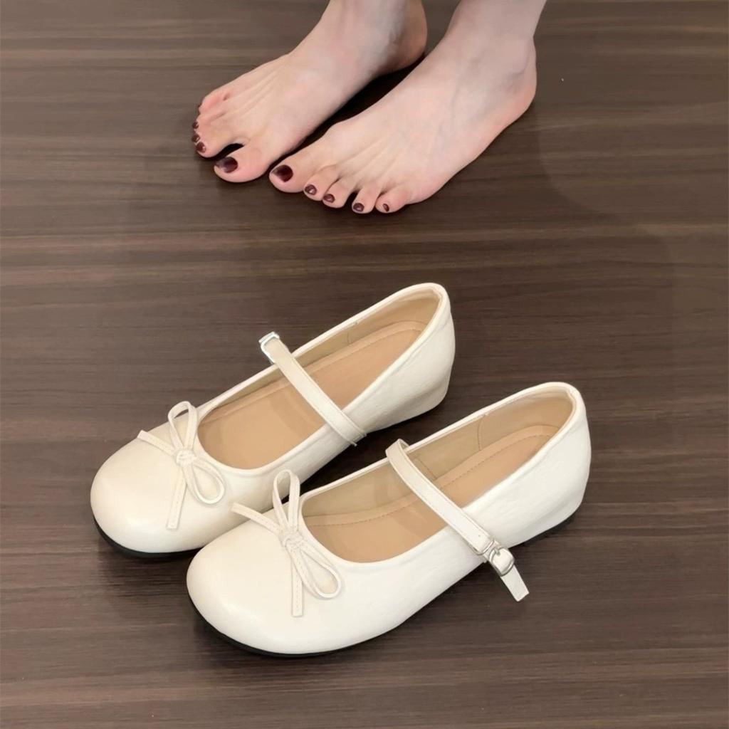Inner height increase French gentle Mary Jane single shoes women's shoes 2025 new spring bow with skirt evening shoes