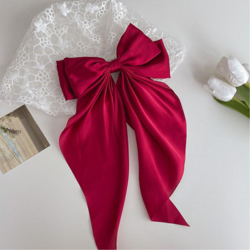 

Красная заколка-бантик в виде ленты - большой черный аксессуар для волос 2022 года для интернет-знаменитостей