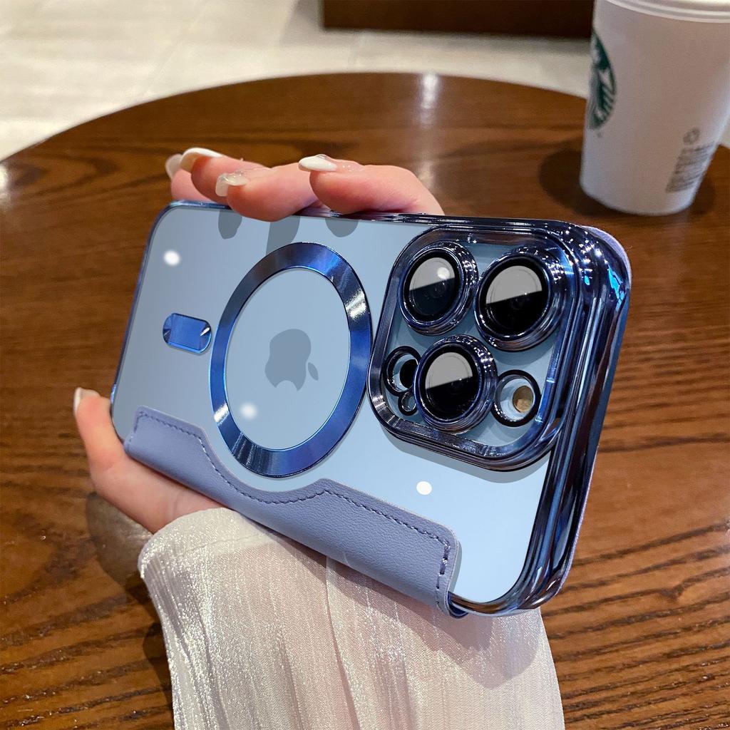 Applicable To IPhone16E Gold Shield Electroplated Magnetic Leather Case Mobile Phone Case Apple 15 Flip Cover 14p Full Cover Anti-fall Protection