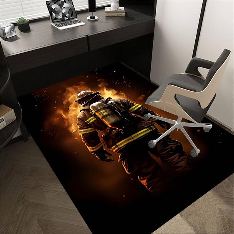 1PC Firefighter Firefighting Non-Slip Floor Carpet Compatible for Office&Living Room&Bedroom&Dining Room - Flat- Soft & Pattern, Vibrant Colors-W256
