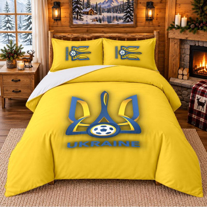 Ukraine Pattern Bedding 3Pcs Set Bed Sheet And Pillowcases For Indoor Bedroom