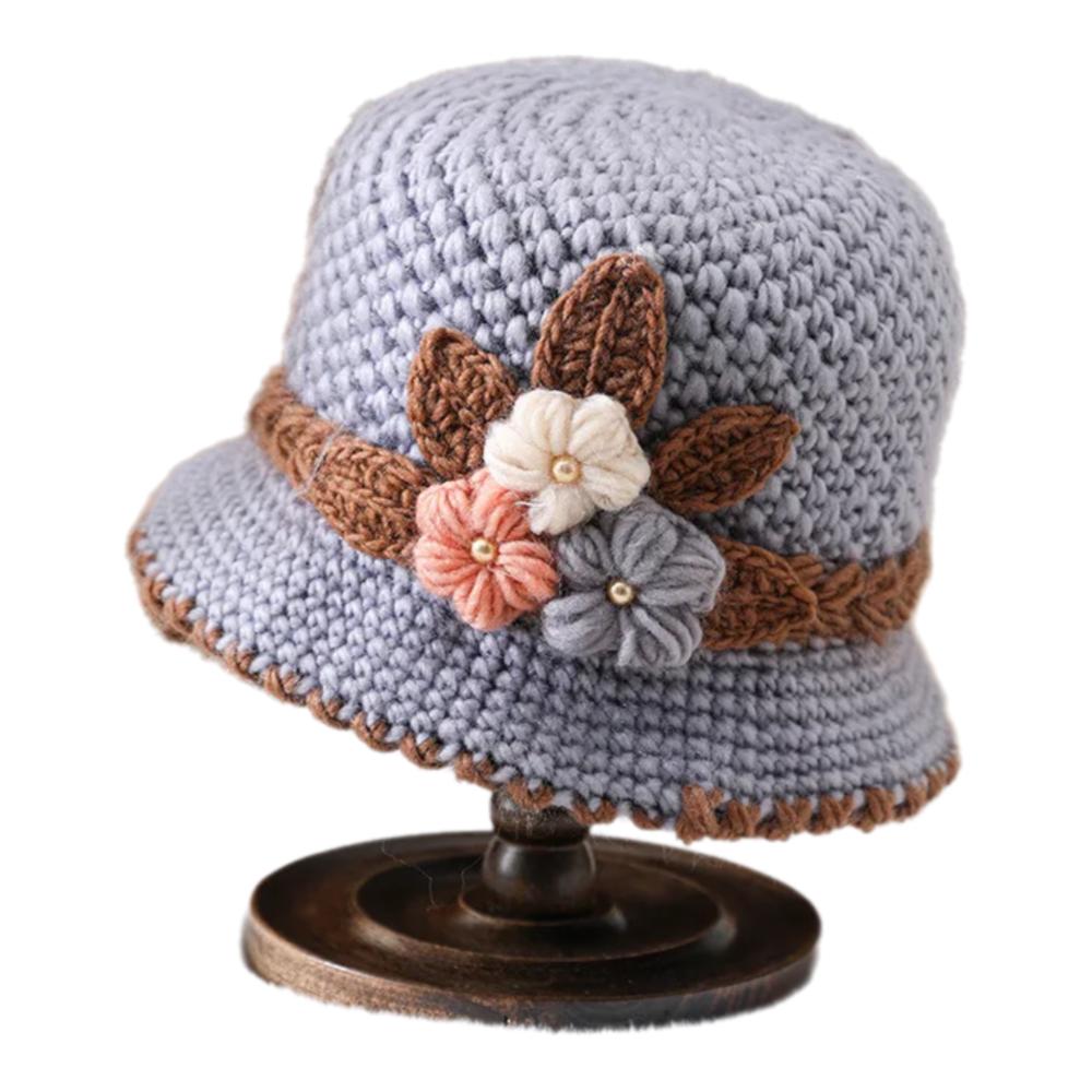 Handmade Crochet Knit Bucket Hat With Flower - Warm & Stylish, The Viral Must-Have Winter Hat For Women And Mom