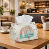 1pc Pastel Watercolor Tissue Box Cover with Lid & Reinforced Corners - Happy Campers Floral Suitable for Living Room, Kitchen, Car Organizer, Lightwei