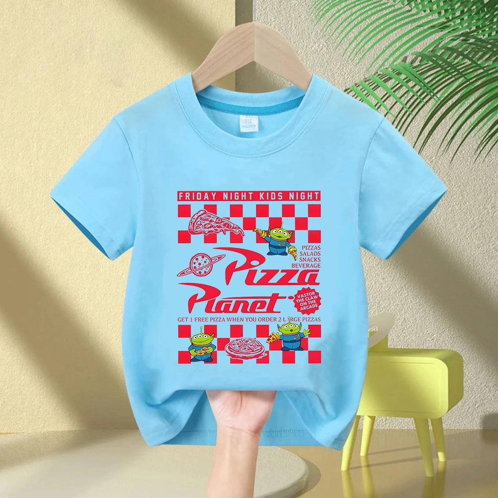 2026 Summer Toy Story Aliens Pattern Cotton T-Shirt Kids Unisex Short Sleeve for Daily Leisure and Theme Activities Wear