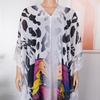 African Women's Plus Size Chiffon Print Beach Dress and Robe Set