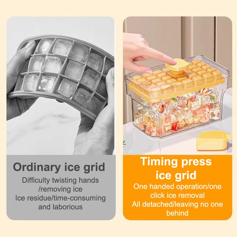 34/68 Compartments Ice Cube Mould Press Type With Lid Home Ice Box Ice Tool Freezer Ice Cube Maker Gifts