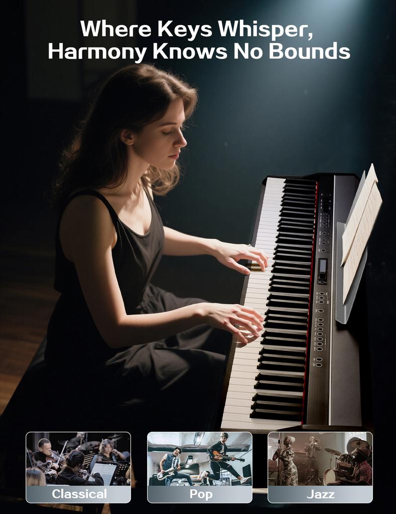 88-key Digital Piano For Adult Kids Electronic Organ Professional Fully Weighted Keyboard Beginners Electric Musical Instrument