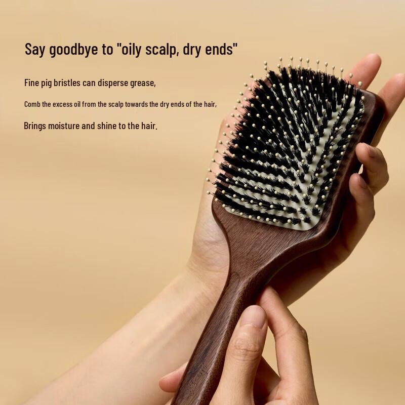 Yujian Upgraded Boar Bristle Scalp Massage Wooden Comb