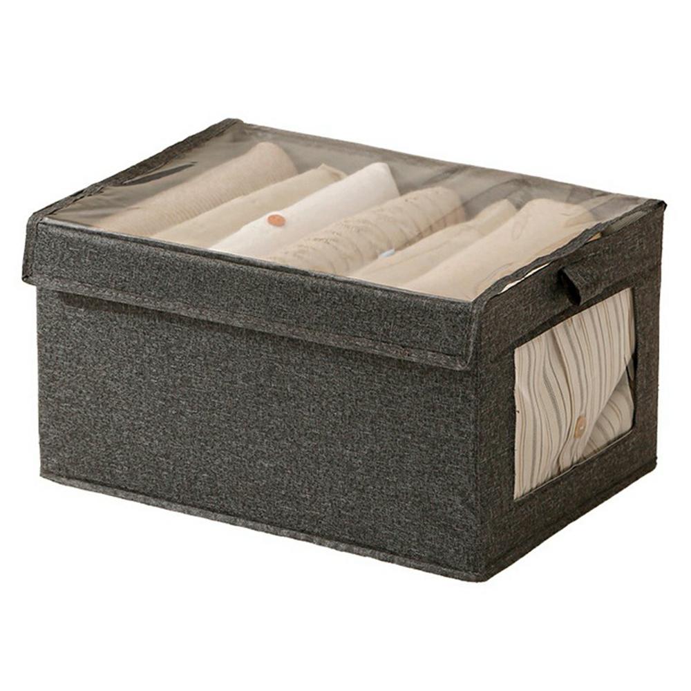 

Size M Clear Window Oxford Fabric Foldable Storage Box with Lid for Closet Clothes Organizer, 36 x 25 x 20cm A