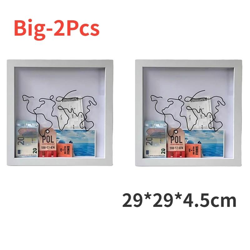 Travel Adventure Archive Box Ticket Shadow Box Photo Frame for Wall and Table Top Display Keep Memories Home Decor Storage Sbox