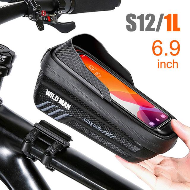 WILD MAN New Rainproof Bike Bag Bicycle Front Cell Phone Holder with Touchscreen Top Tube Cycling Reflective MTB