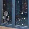 Christmas Home Decor Wallpaper White Dandelion Butterfly Electrostatic Wall Sticker Glass Window Double Sided Pattern Decals