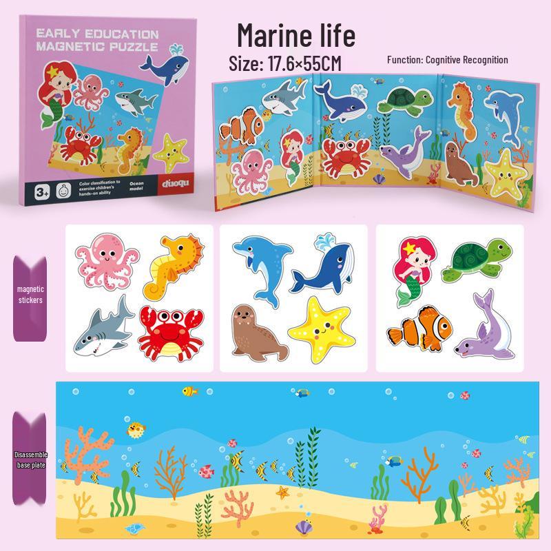 Children's Educational Wooden Cognitive Puzzle Toy - Six-in-One Tin Box