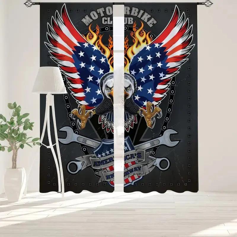 American Flag Printed Curtains Pole Bag Bedroom Living Room Home Decoration Curtain Polyester Perfect For Great