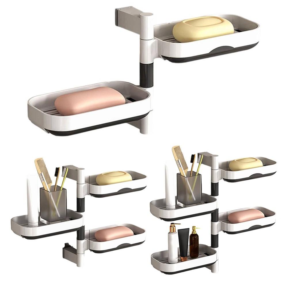 Folding Towel Rack Multi-layer Storage Rotary Soap Box Ample Storage Space
