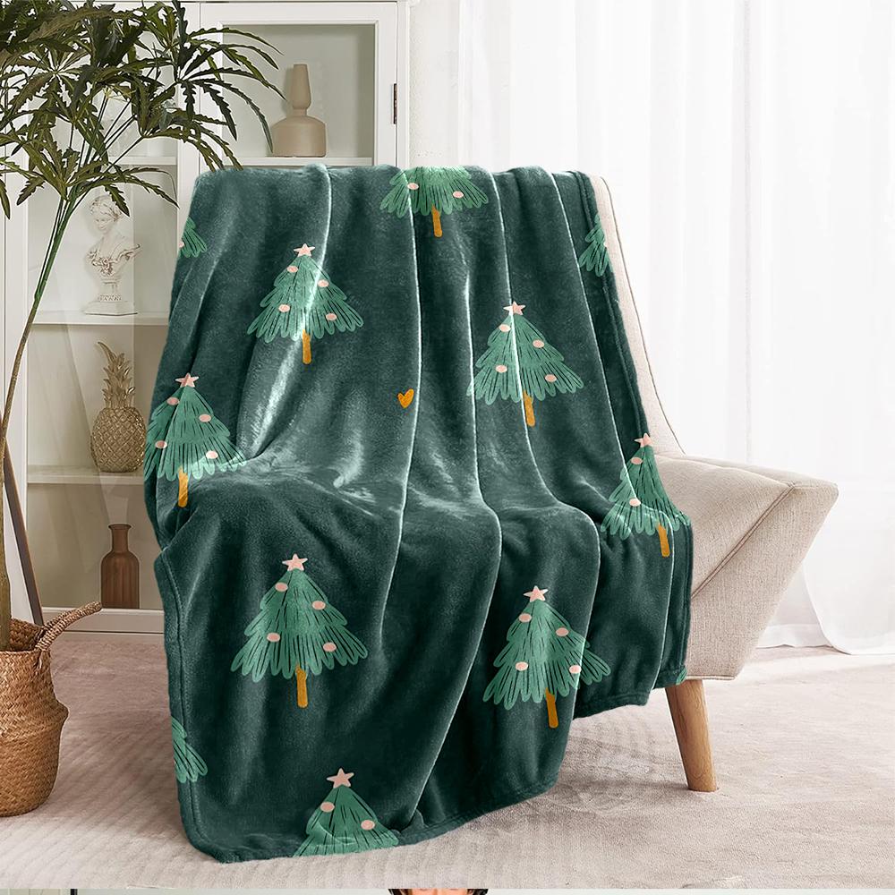 Christmas tree Theme Printed Blanket - Perfect for Couch, Bed, Travel & Outdoor Use | Machine Washable, Cozy & Durable.