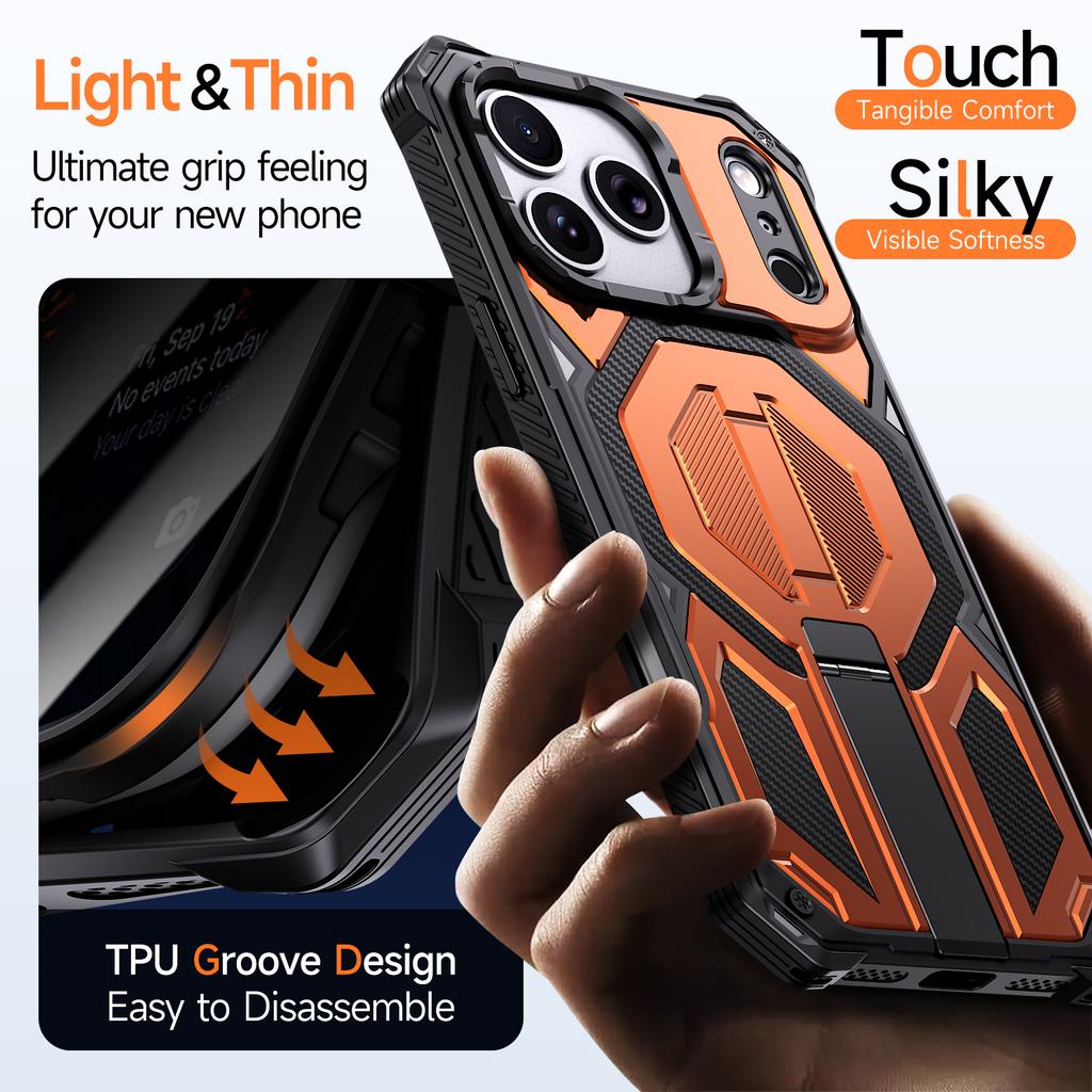 For iPhone 17 Pro Magnetic Case TPU + PC Kickstand Phone Cover Drop Protection