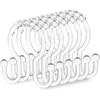 Shower Curtain Hooks, 12 Pcs Clear Shower Curtain Rings, Plastic Glide Roller Shower Hooks, Rust Proof Anti-Drop Shower Rings, Smooth Sliding Double
