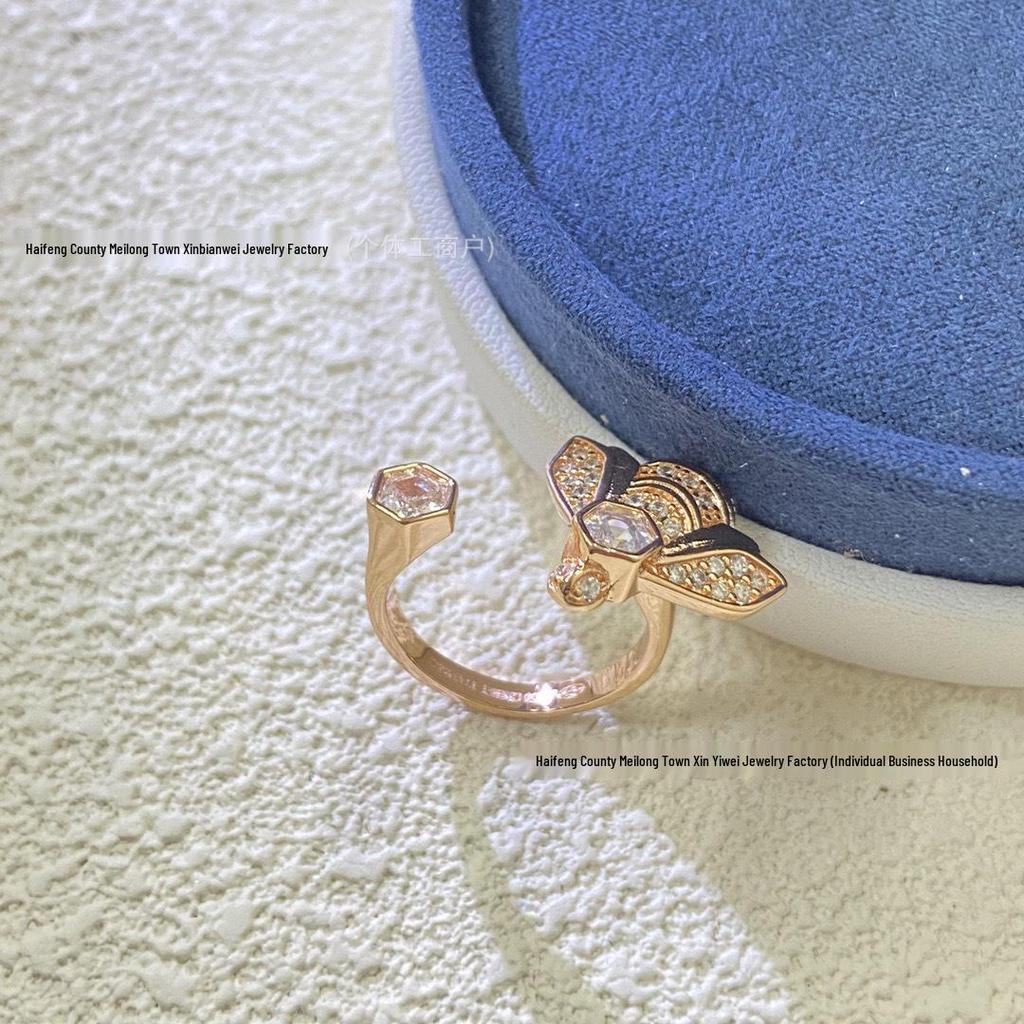 Elegant Shangmei Gold Bee Open Ring for Women