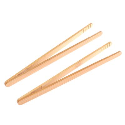 2Pcs Bamboo Tongs Wood Food Toast Salad Tongs Tong Clip For Cooking Baking Bbq